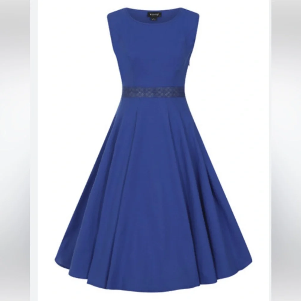 Collectif Blue Astrid Dress - Picture 1 of 5